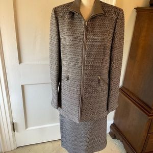 Ellen Tracy suit.  Jacket size 8, skirt size 10.  Brown